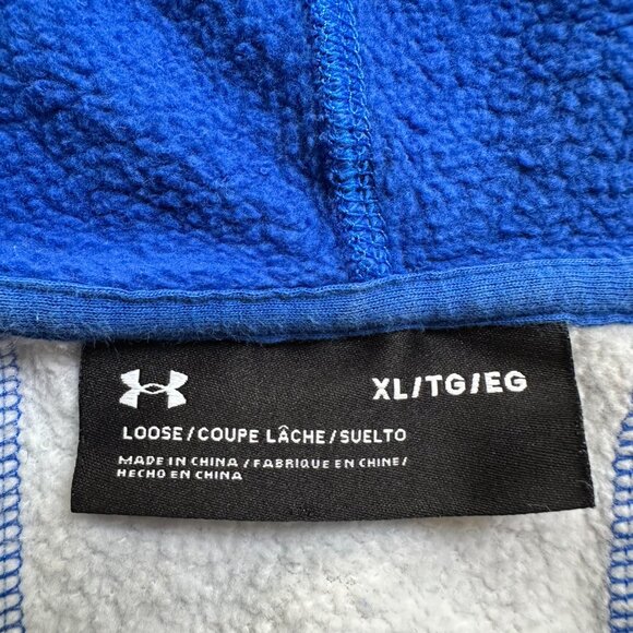 Under Armour Sweatshirt Mens XL Hoodie Full Zip UA Blue Pockets - Picture 4 of 11